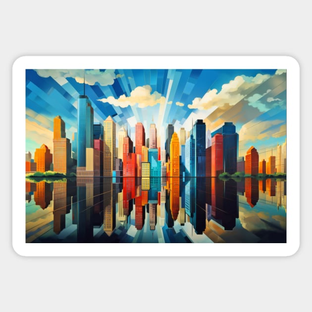 City Landscape Concept Abstract Colorful Scenery Painting Sticker by Cubebox